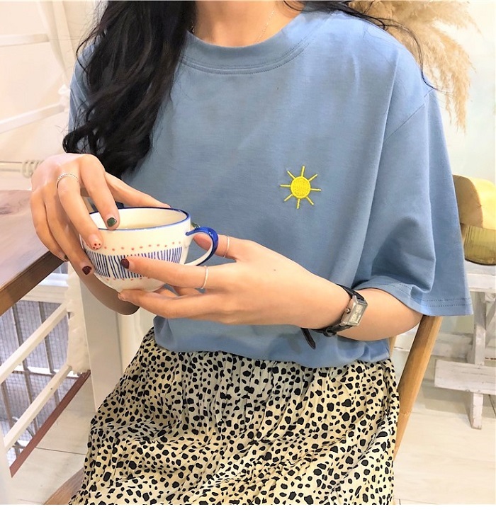 Dearest - Short-Sleeve Embroidered T-Shirt