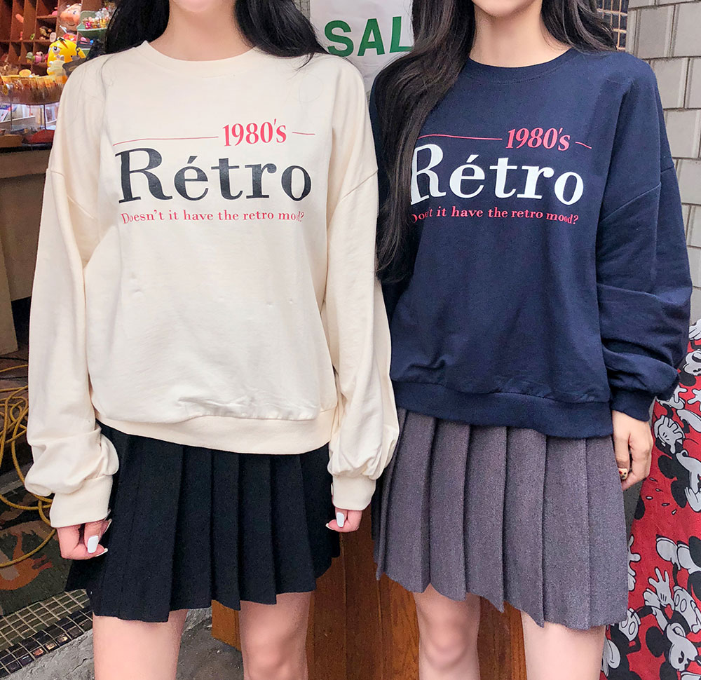 Icecream12 - Long-Sleeve Lettering Oversized Pullover