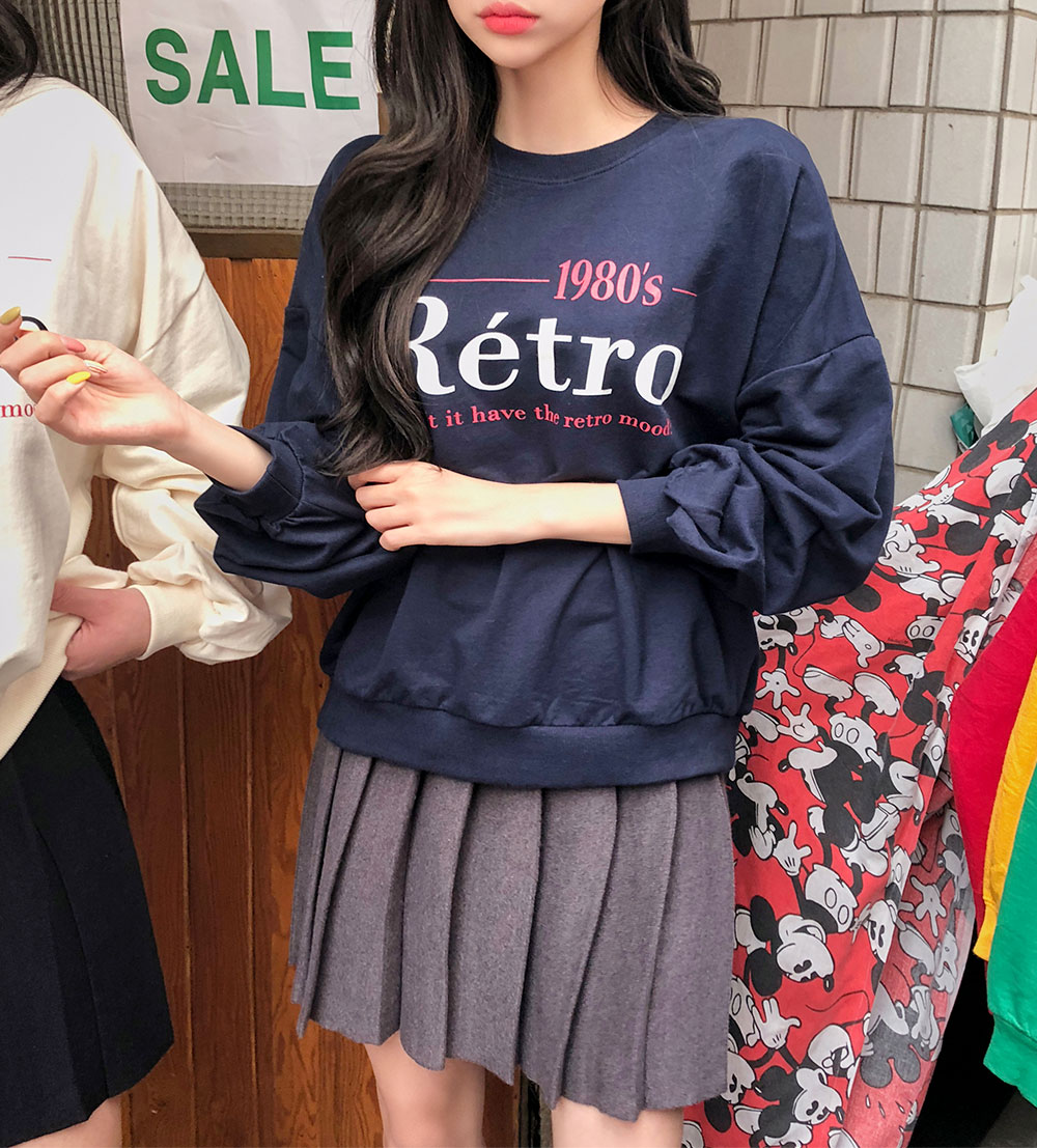 Icecream12 - Long-Sleeve Lettering Oversized Pullover