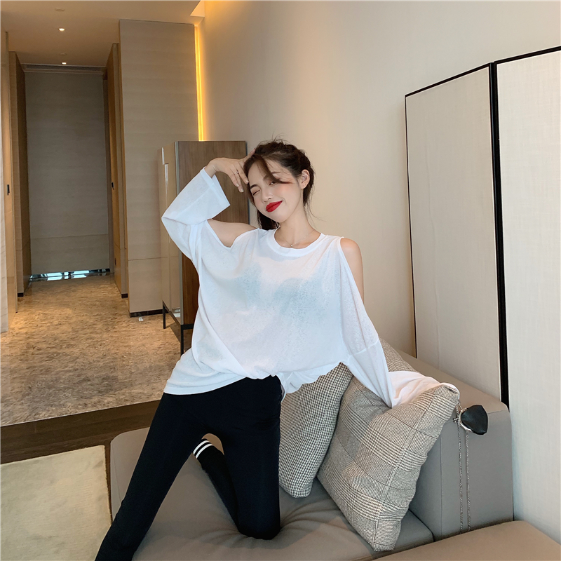 MissLady - T-shirt oversize à manches longues et épaules découpées