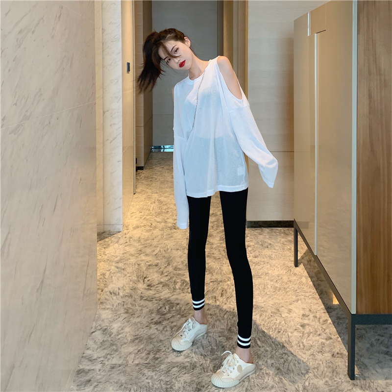 MissLady - T-shirt oversize à manches longues et épaules découpées