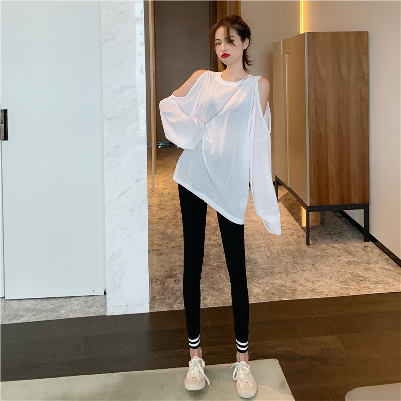 MissLady - T-shirt oversize à manches longues et épaules découpées