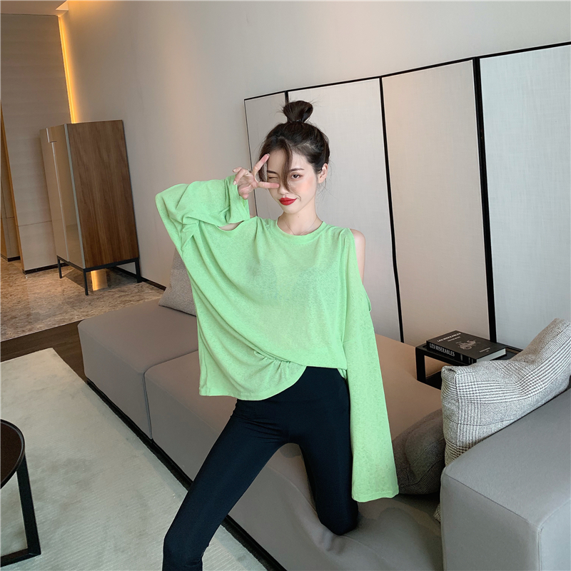 MissLady - T-shirt oversize à manches longues et épaules découpées