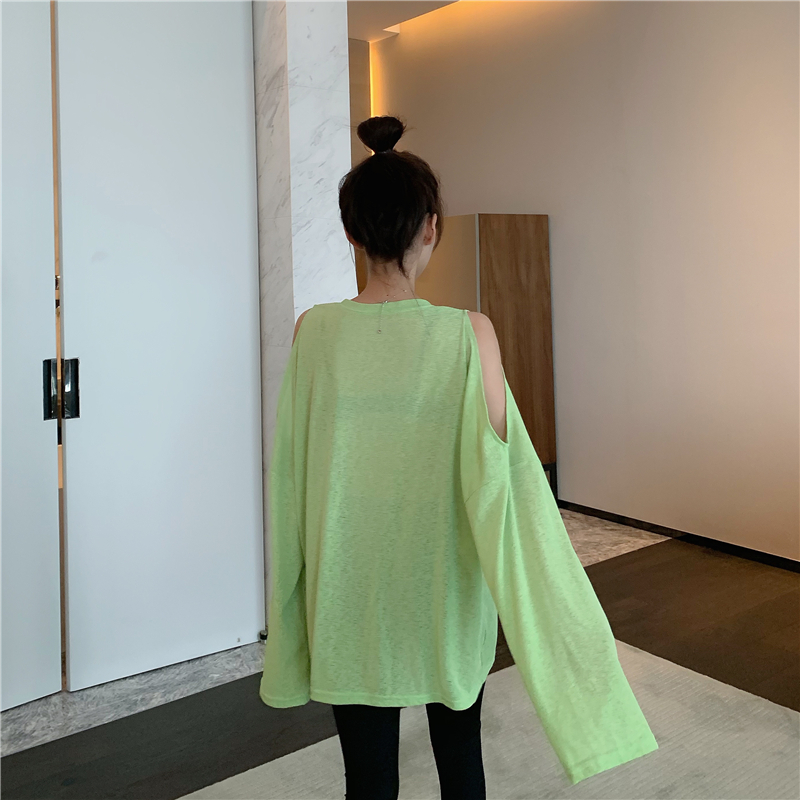 MissLady - T-shirt oversize à manches longues et épaules découpées