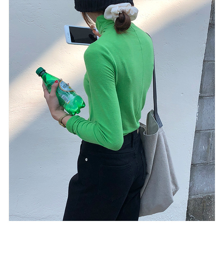 Rosy.B - Long-Sleeve Plain Turtleneck Top