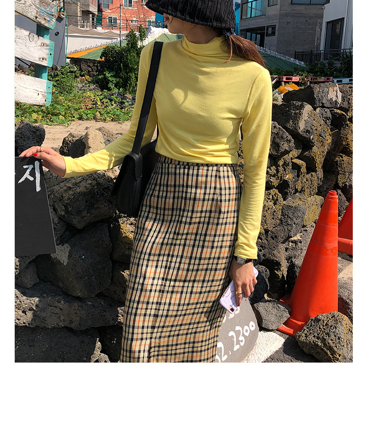 Rosy.B - Long-Sleeve Plain Turtleneck Top