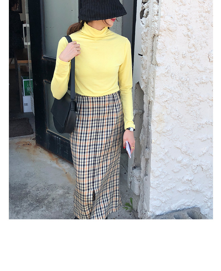Rosy.B - Long-Sleeve Plain Turtleneck Top