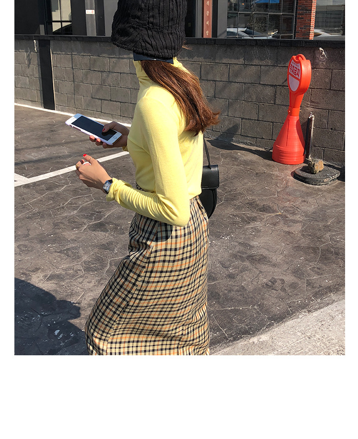 Rosy.B - Long-Sleeve Plain Turtleneck Top