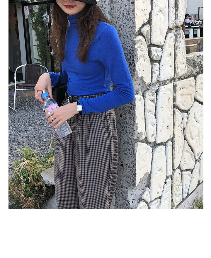 Rosy.B - Long-Sleeve Plain Turtleneck Top