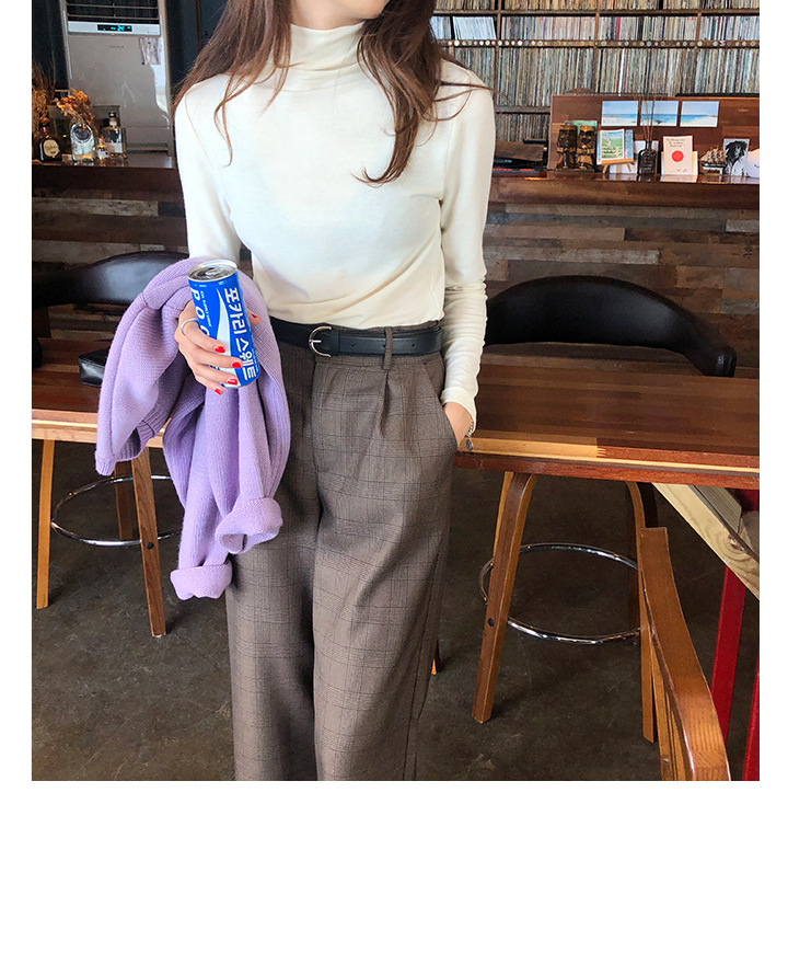 Rosy.B - Long-Sleeve Plain Turtleneck Top