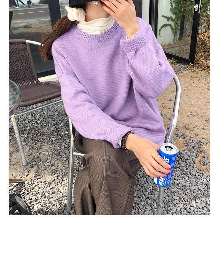 Rosy.B - Long-Sleeve Plain Turtleneck Top