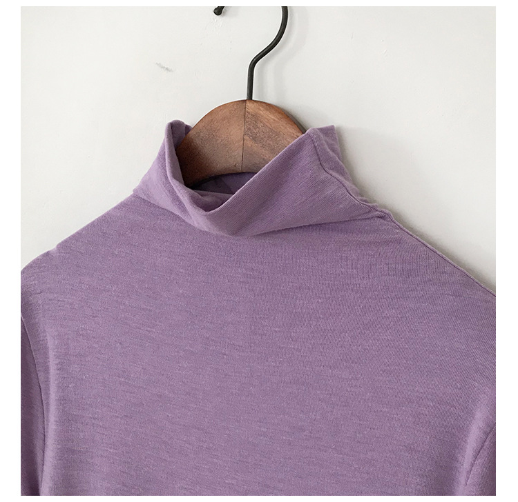 Rosy.B - Long-Sleeve Plain Turtleneck Top