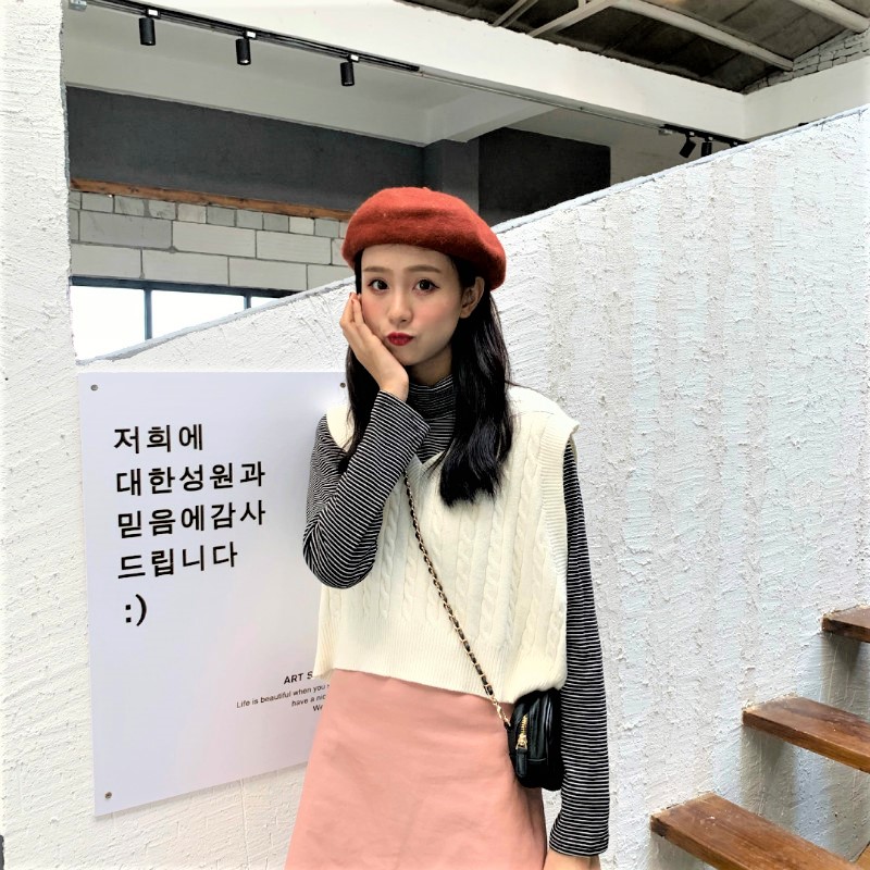 Seoulflash - Top rayé à col roulé