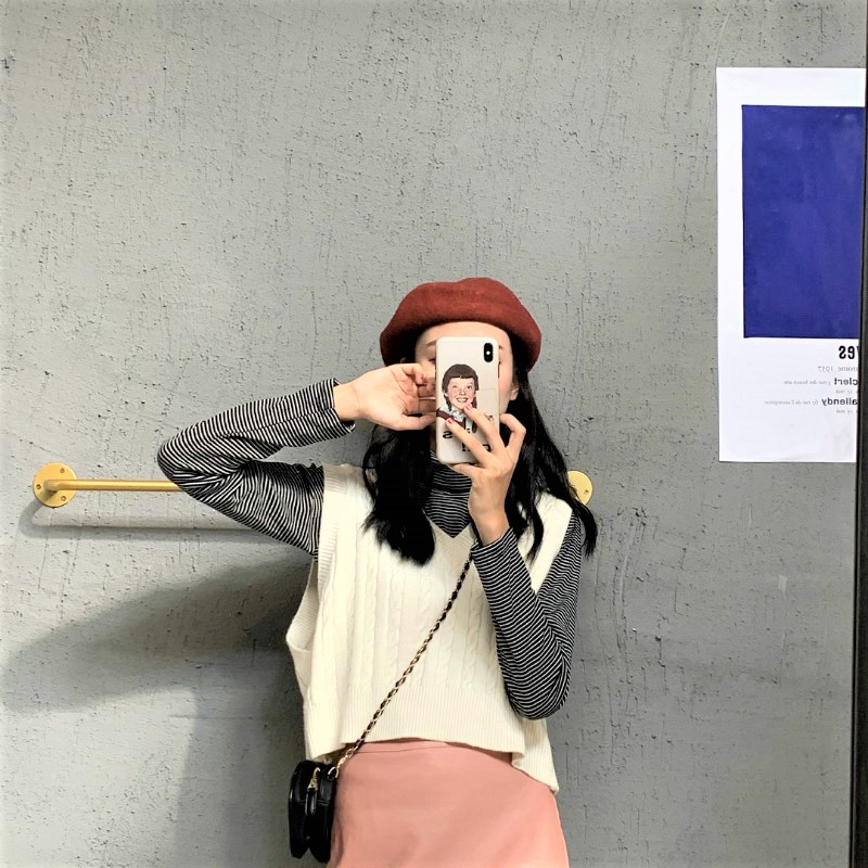 Seoulflash - Top rayé à col roulé