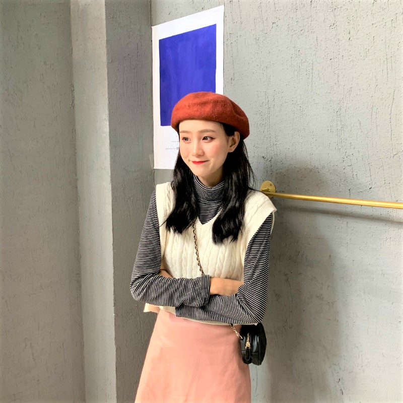 Seoulflash - Top rayé à col roulé
