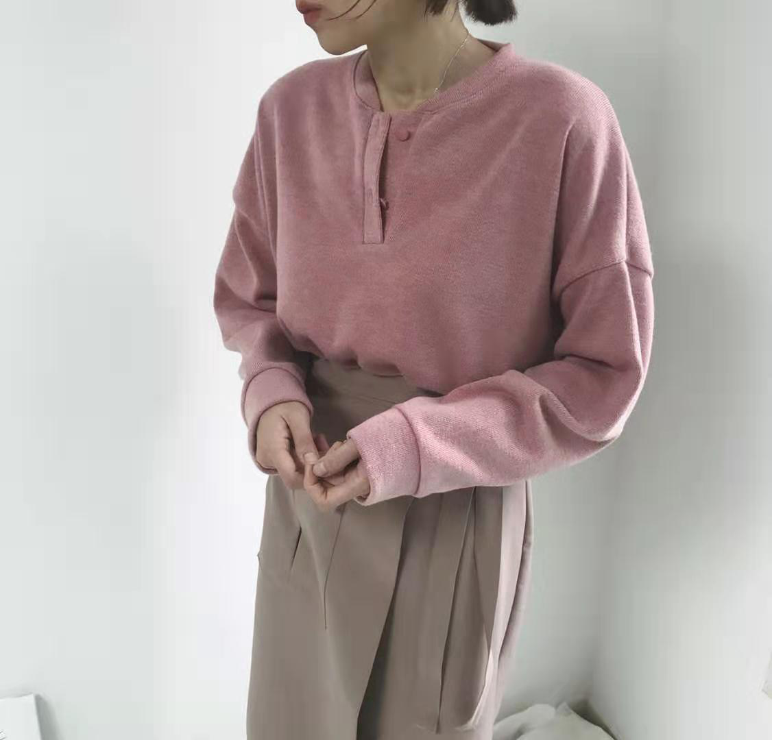 Seoulflash - Top boutonné à col rond et épaules dénudées