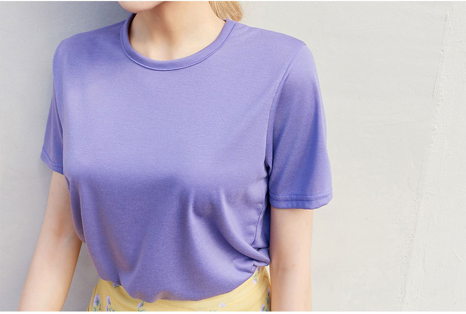 chuu - T-shirt uni à col rond