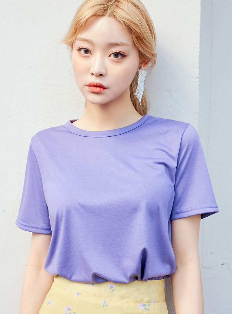 chuu - T-shirt uni à col rond