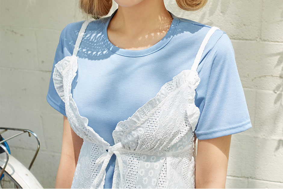chuu - T-shirt uni à col rond