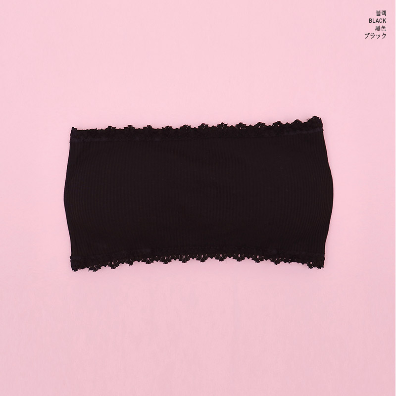 chuu - Lace Trim Padded Tube Top