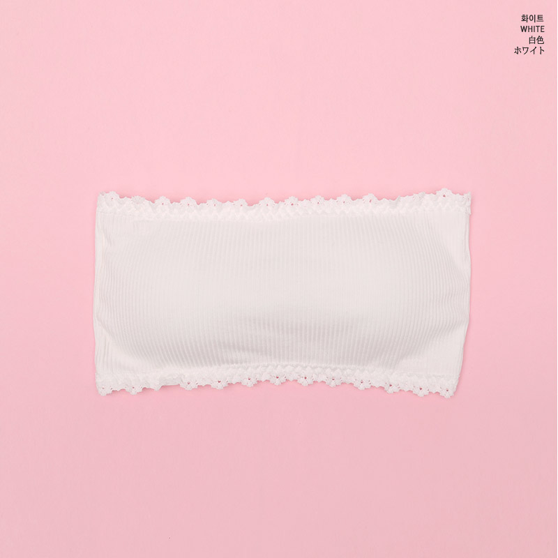 chuu - Lace Trim Padded Tube Top