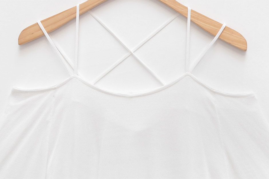 chuu - Cold-Shoulder Elbow-Sleeve Strappy Top