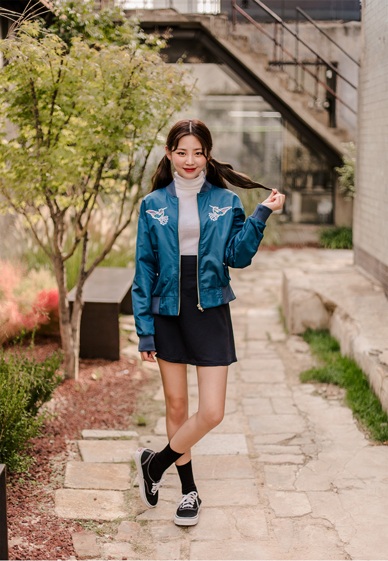 Icecream12 - Long-Sleeve Plain Turtleneck Ribbed Top