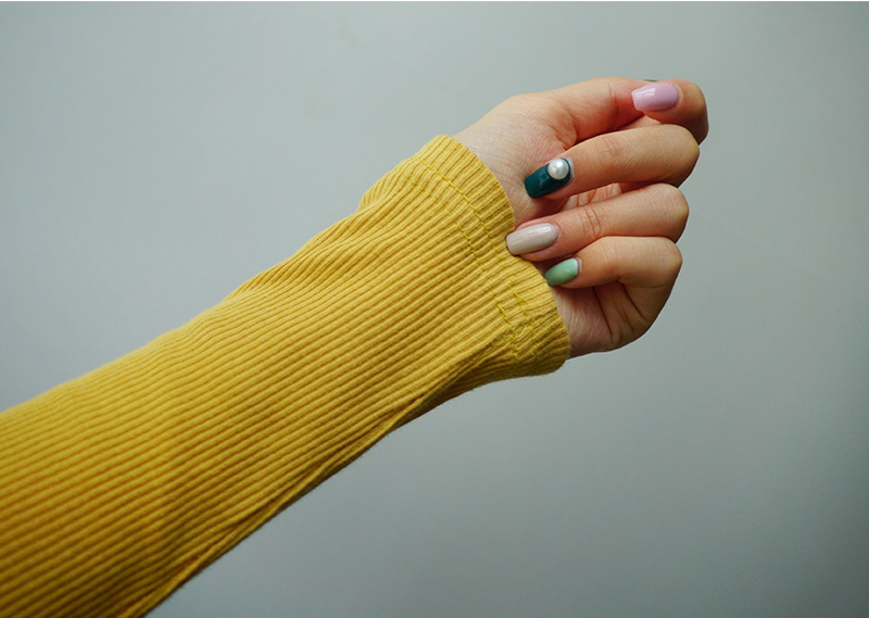 Icecream12 - Long-Sleeve Plain Turtleneck Ribbed Top