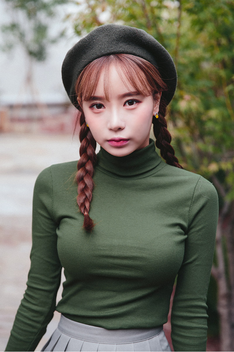 Icecream12 - Long-Sleeve Plain Turtleneck Ribbed Top