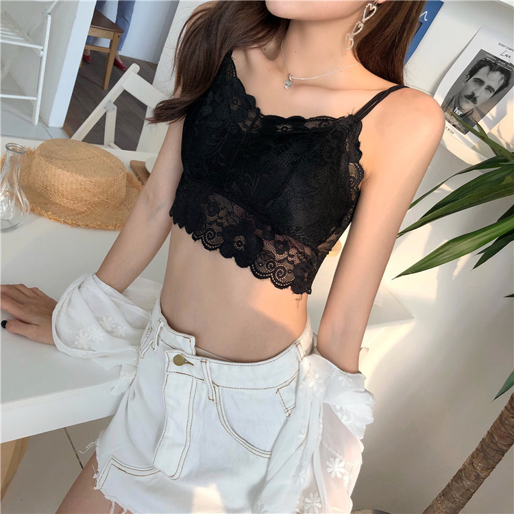 Stylevana - Spaqhetti-Straps Padded Lace Tube Top
