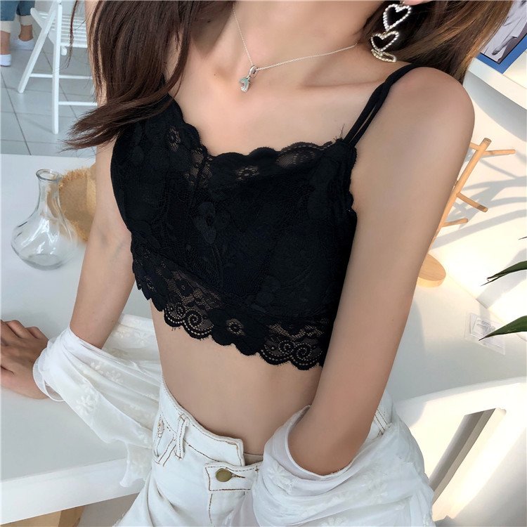 Stylevana - Spaqhetti-Straps Padded Lace Tube Top