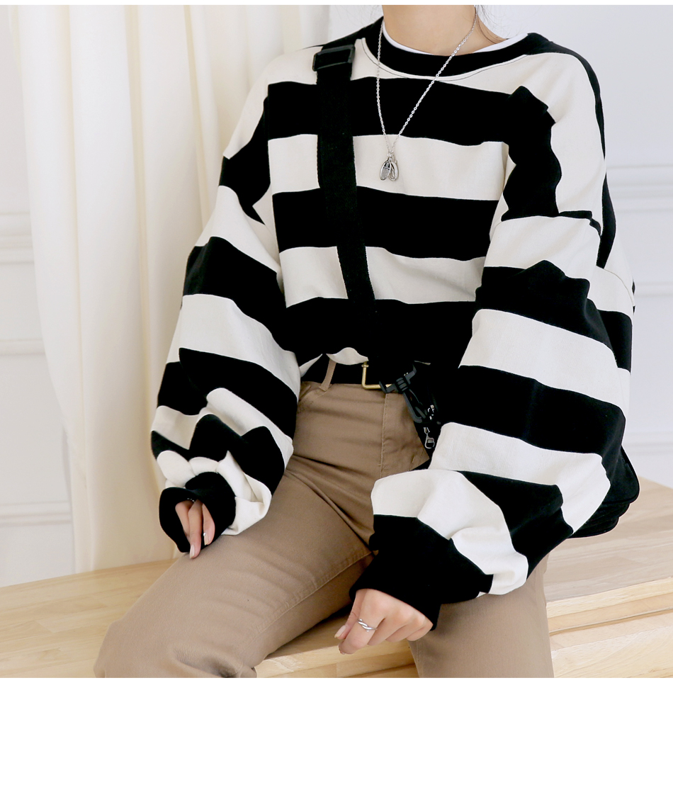 MERONGSHOP - Pull rayé à manches longues et épaules dénudées