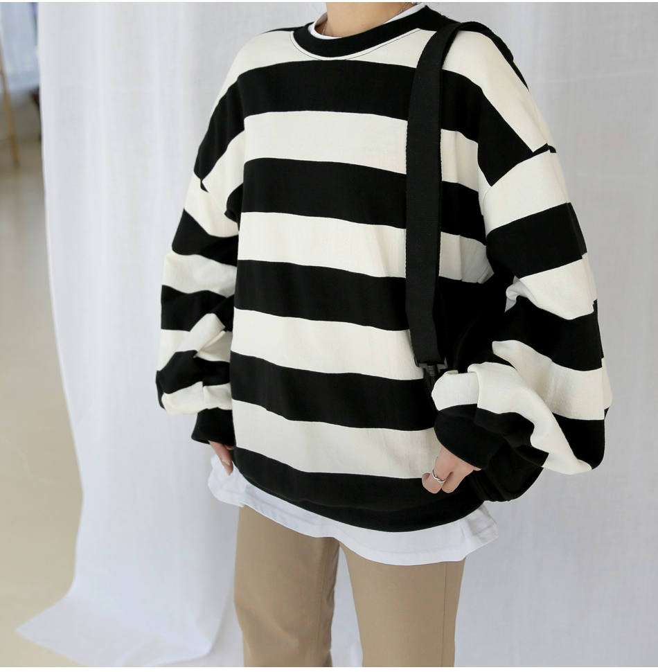 MERONGSHOP - Pull rayé à manches longues et épaules dénudées