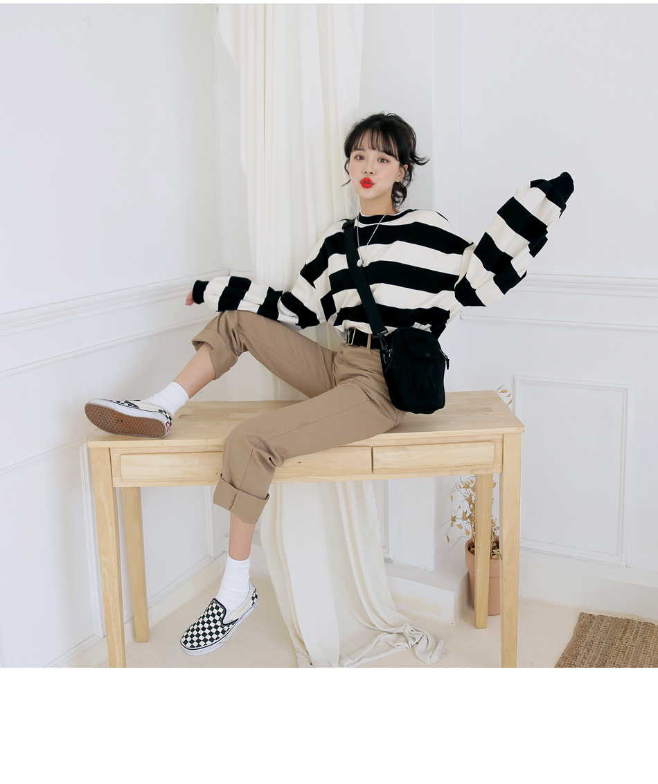 MERONGSHOP - Pull rayé à manches longues et épaules dénudées