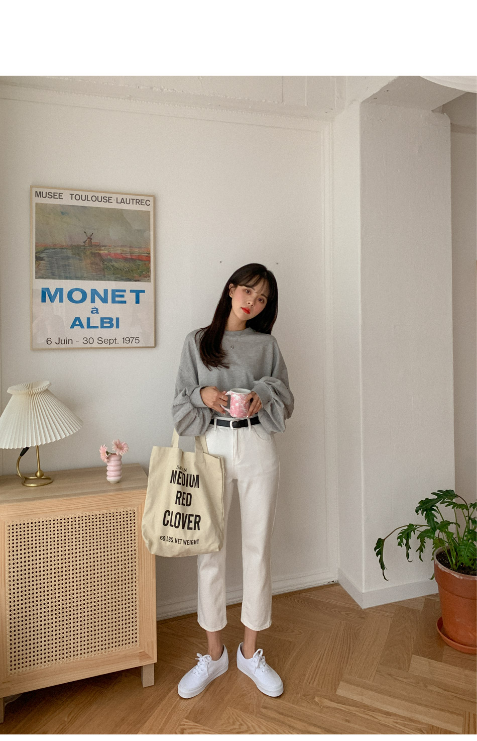 MERONGSHOP - Haut uni à manches rondes et col rond