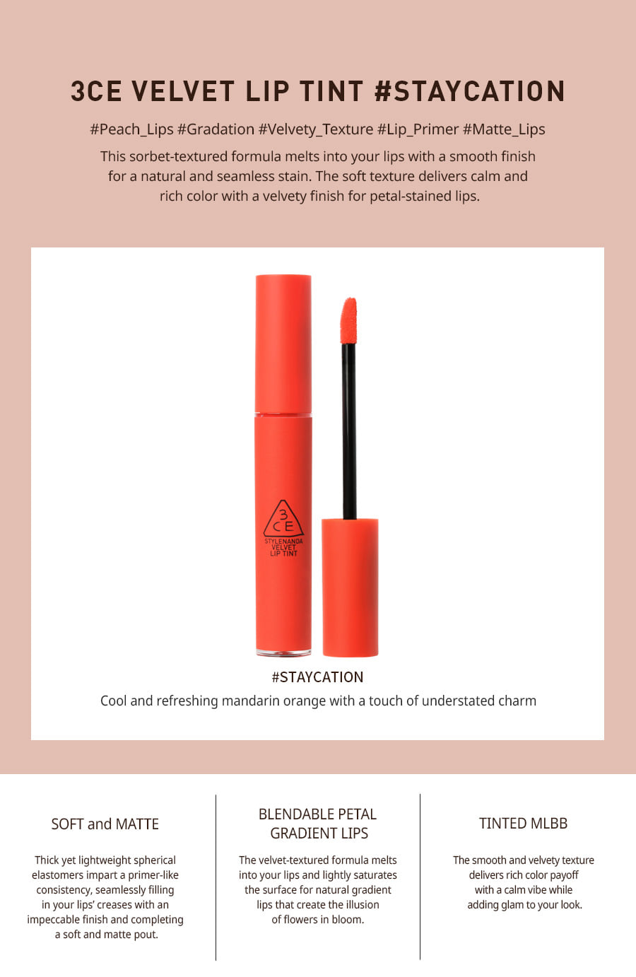 3ce velvet lip tint staycation