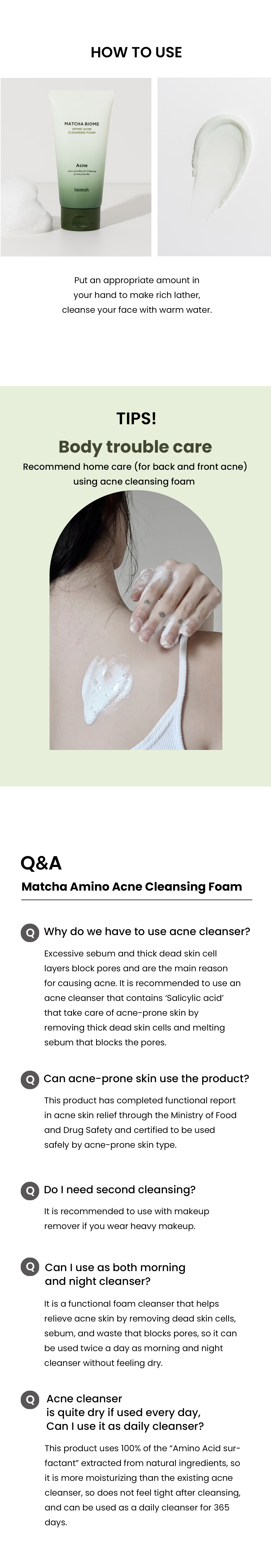 heimish - Matcha Biome Amino Acne Cleansing Foam - 150g