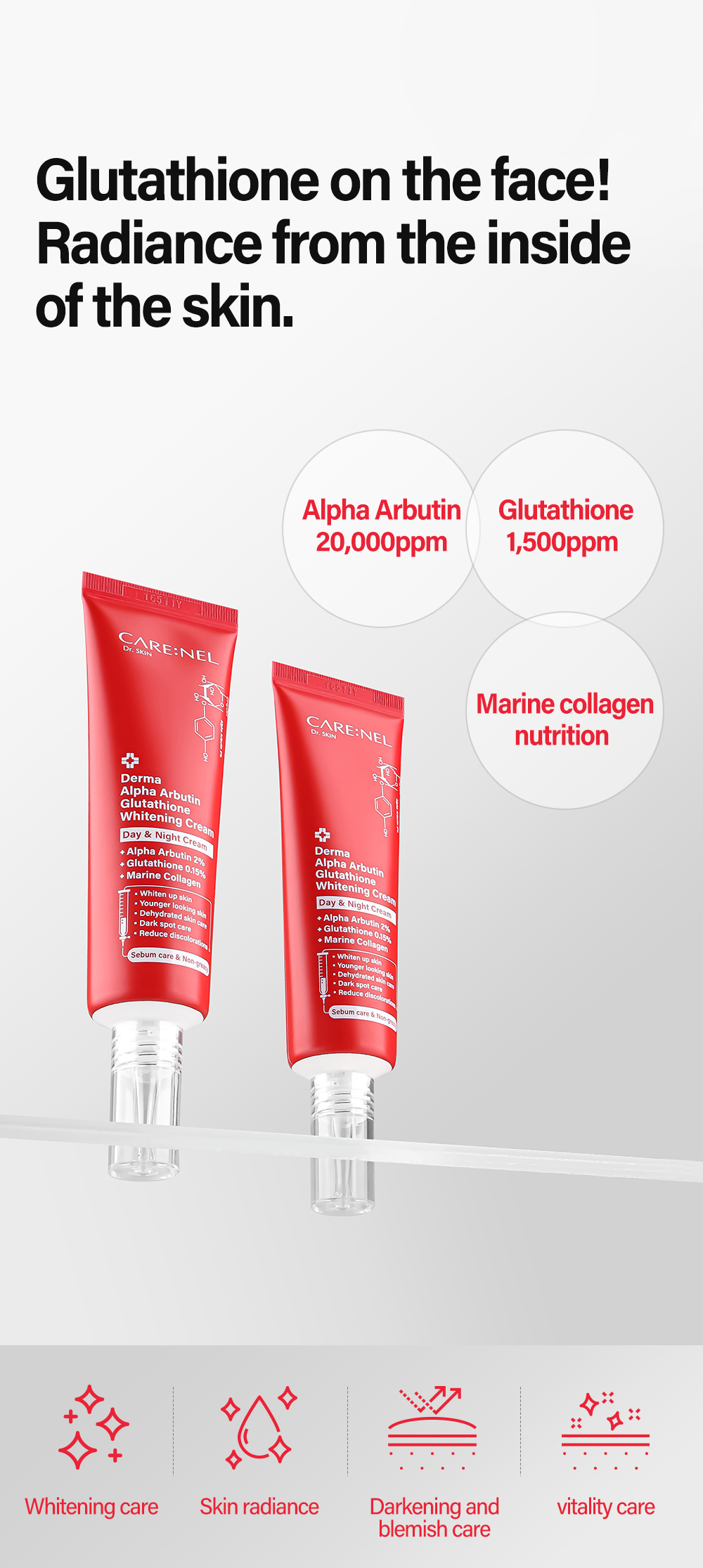 Shop Care Nel Derma Alpha Arbutin Glutathione Whitening Cream 45ml