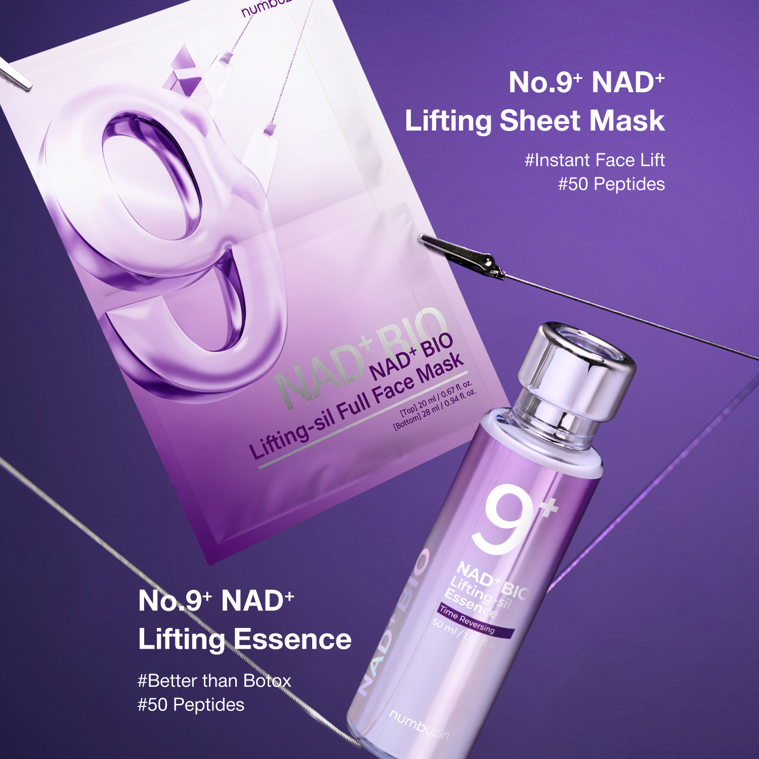 numbuzin - No.9 NAD Bio Lifting-sil Full Cover Facial Mask - (20ml+28ml)*4ea