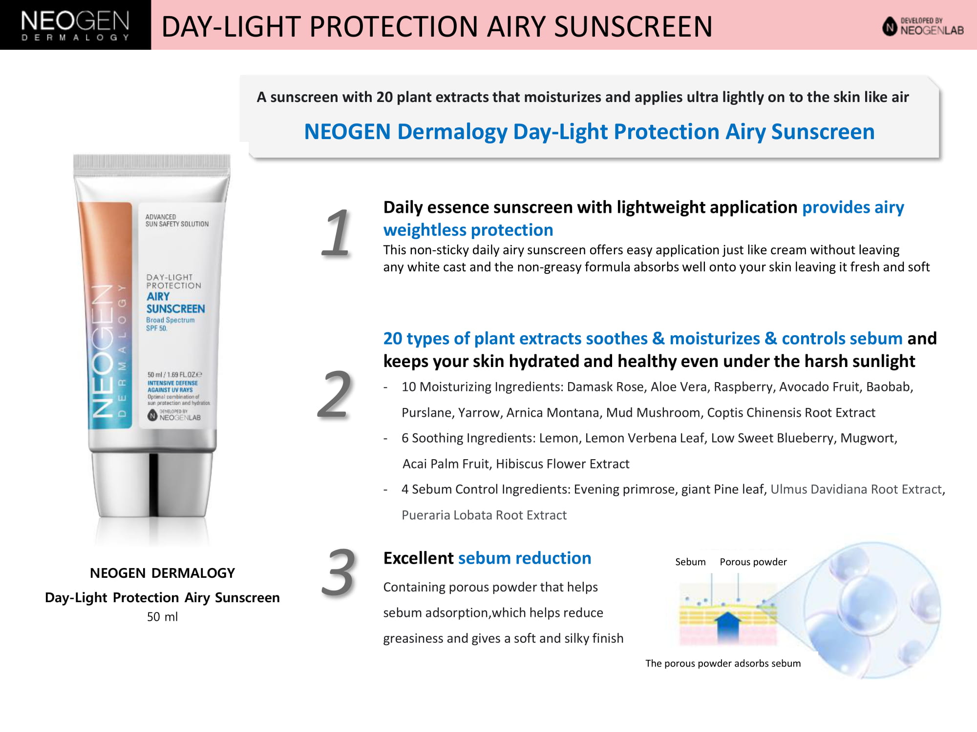 Tilhører bag forretning Shop NEOGEN Dermalogy - Daylight Protection Airy Sunscreen SPF50+ - 50ml |  Stylevana