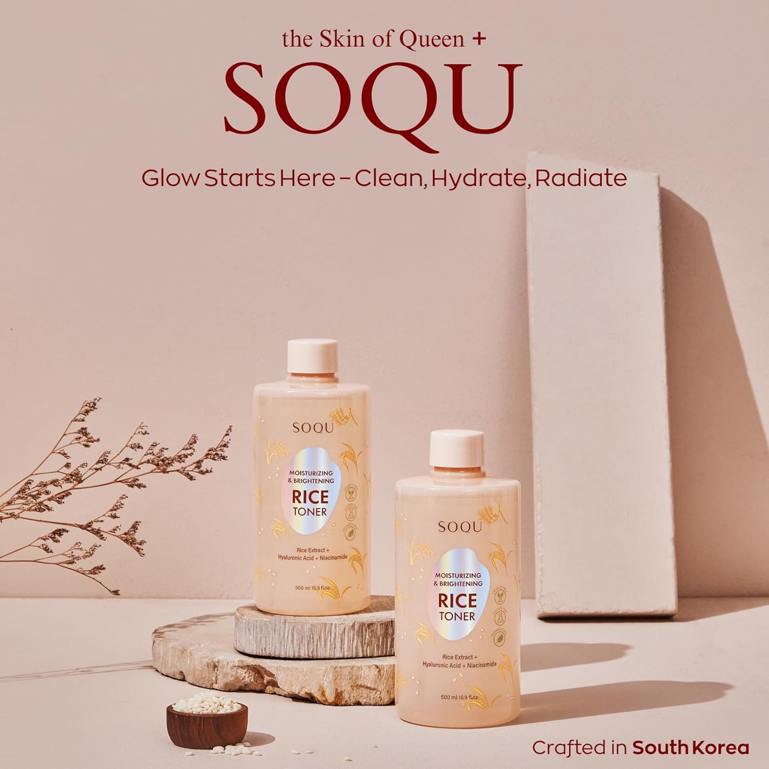 SOQU - Moisturizing & Brightening Rice Toner - 500ml