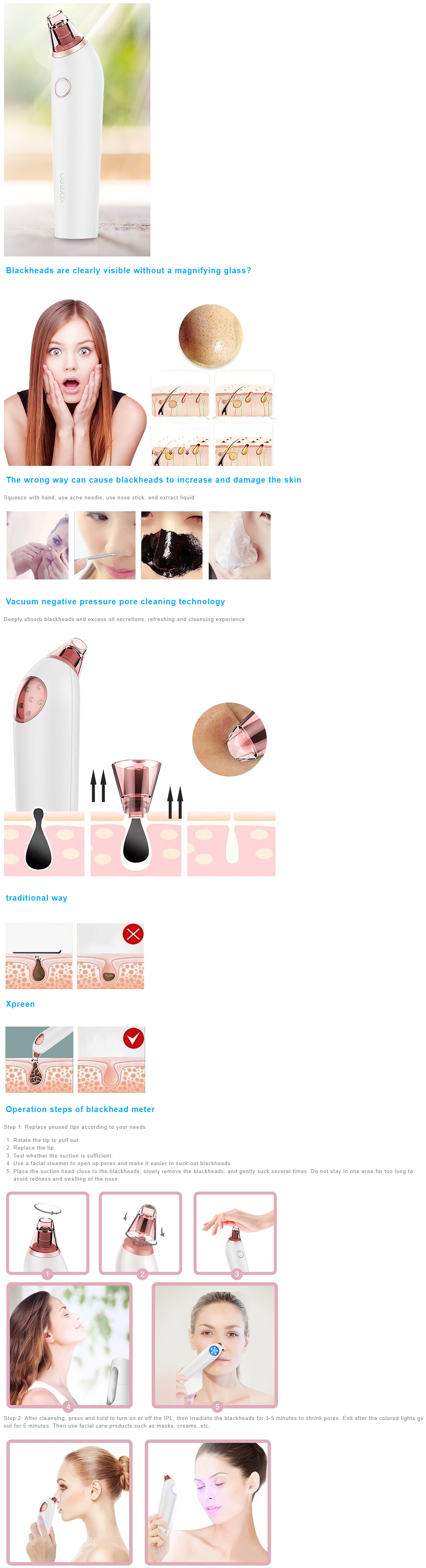 Xpreen XPRE027 Electric Blue Light Blackhead Remover (100V240V