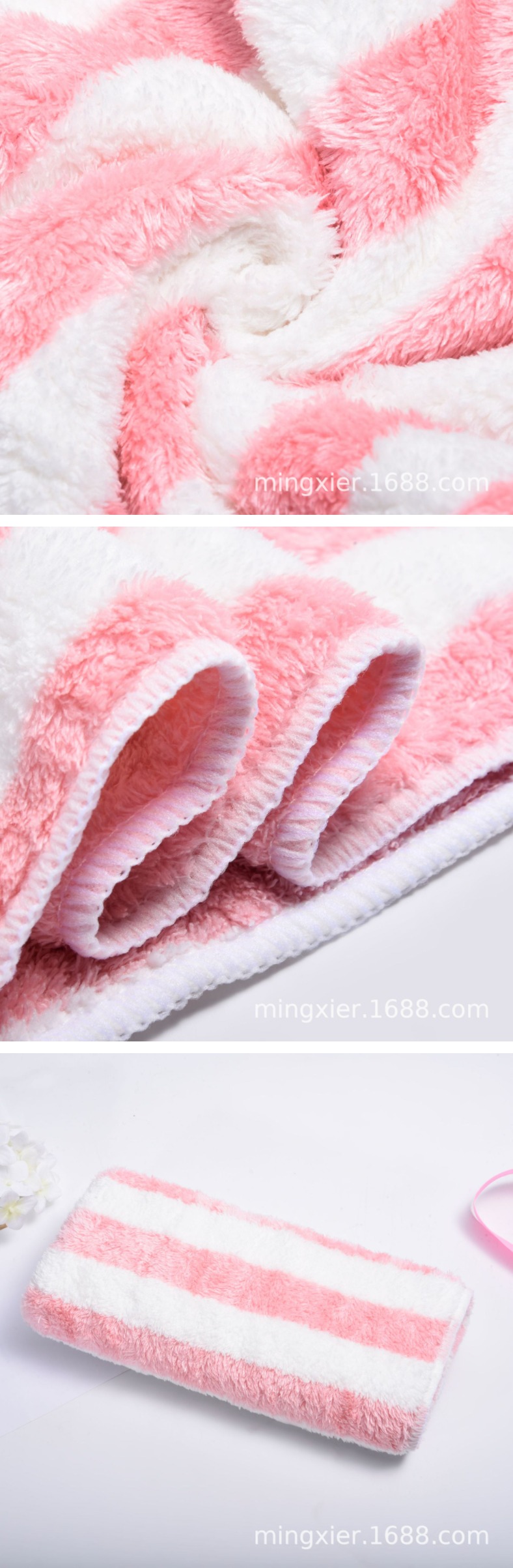 Shop Mingxier Striped Coral Fleece Hair Drying Towel 1pc Stylevana 8251